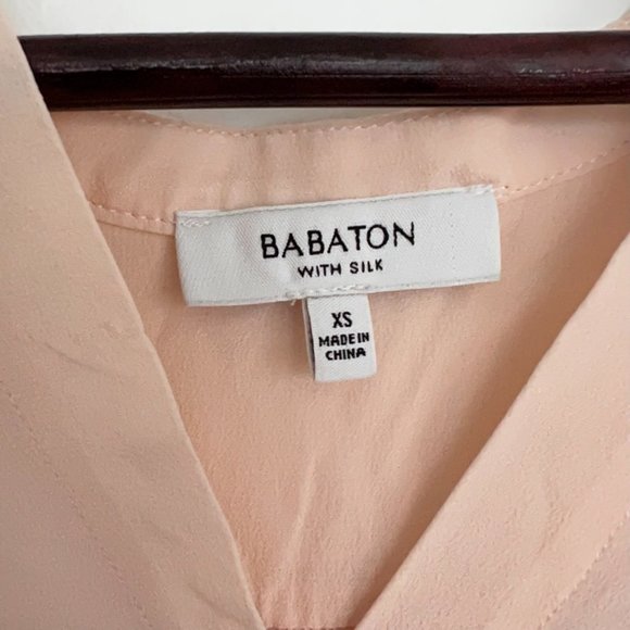 Aritzia Babaton flowy silk sheer pink short sleeve - Picture 4 of 8